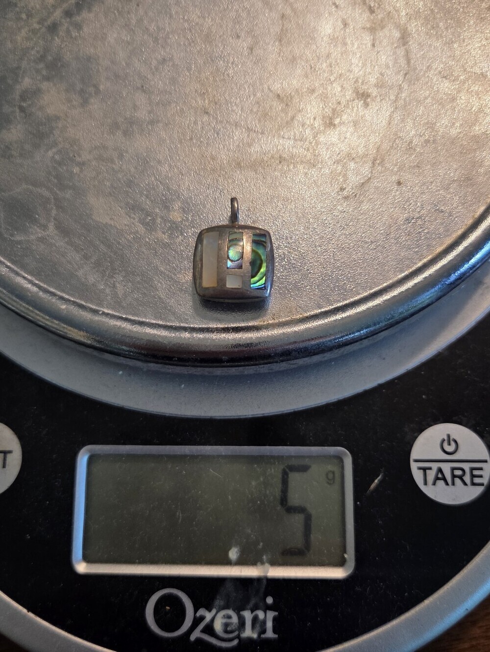Southwestern Silver Abalone Square Shaped Pendant - Picture 5 of 5